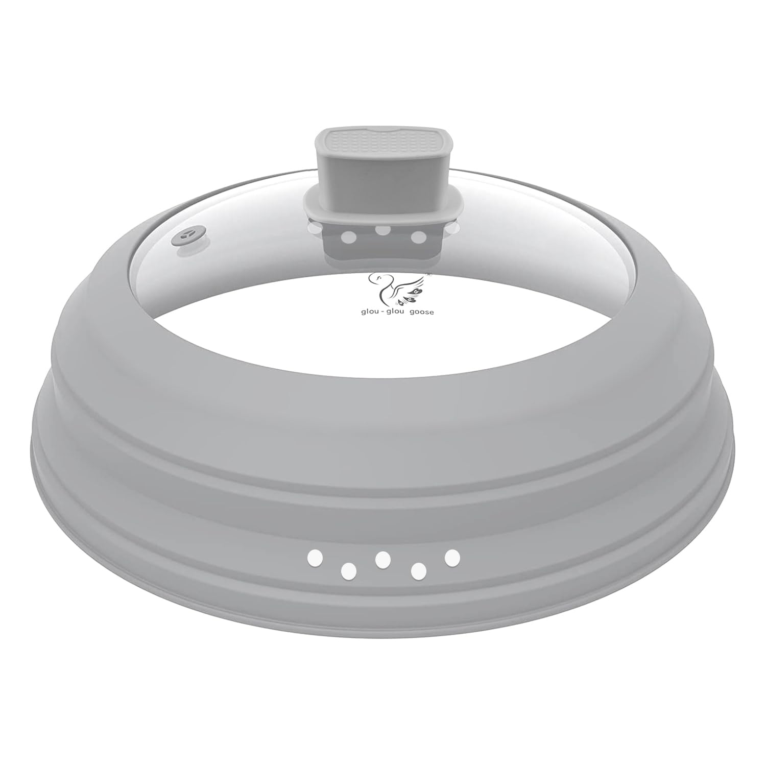 Microwave Splatter Cover Glass Cover Guard Lid with Collapsible Silicone for Food Pot Plate Cover 10.8 inch Light Grey