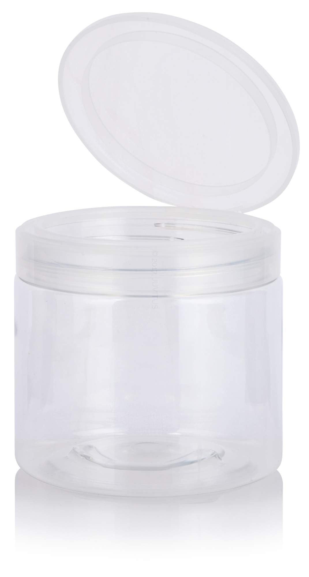 Clear Large 16 Oz Pet Plastic (Bpa Free) Refillable Jar With Clear Natural Flip Top Cap - (6 Pack)