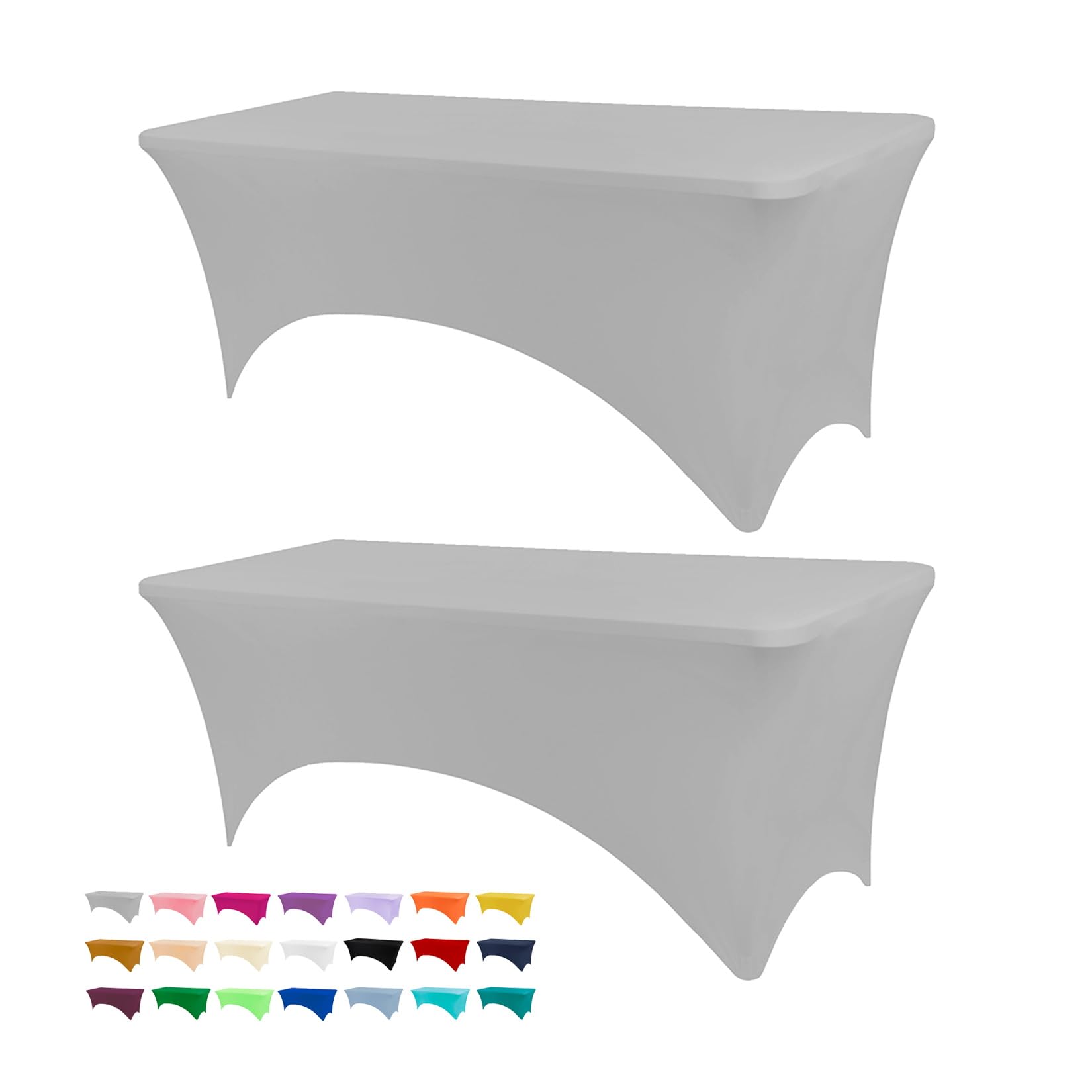 Bddc Table Covers For 6 Foot Tables 2 Pack, Spandex Table Covers 6Ft, Sliver Gray Table Cloths Rectangle 6Ft For Events, Wedding
