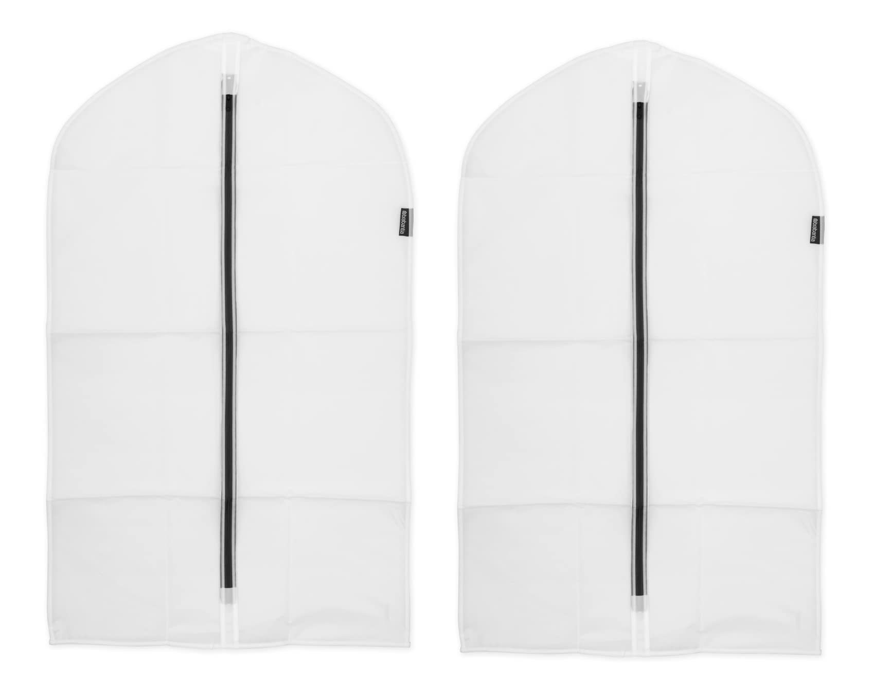 Brabantia 2 Pack Medium Clear Hanging Clothes Protector Bags (White) Garment Covers For Closet Storage, Fits Coats Dresses, Dust