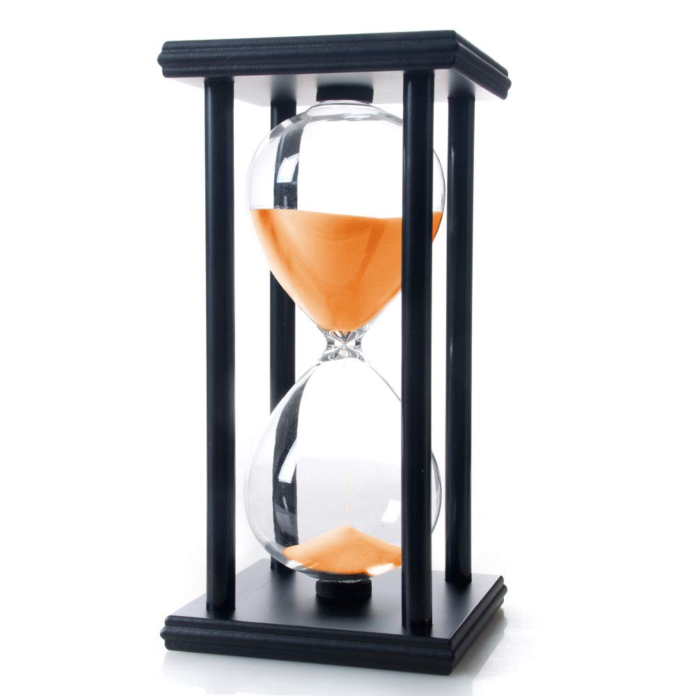 Bellaware 60 Minutes Hourglass, Wood Sand Timer, Orange