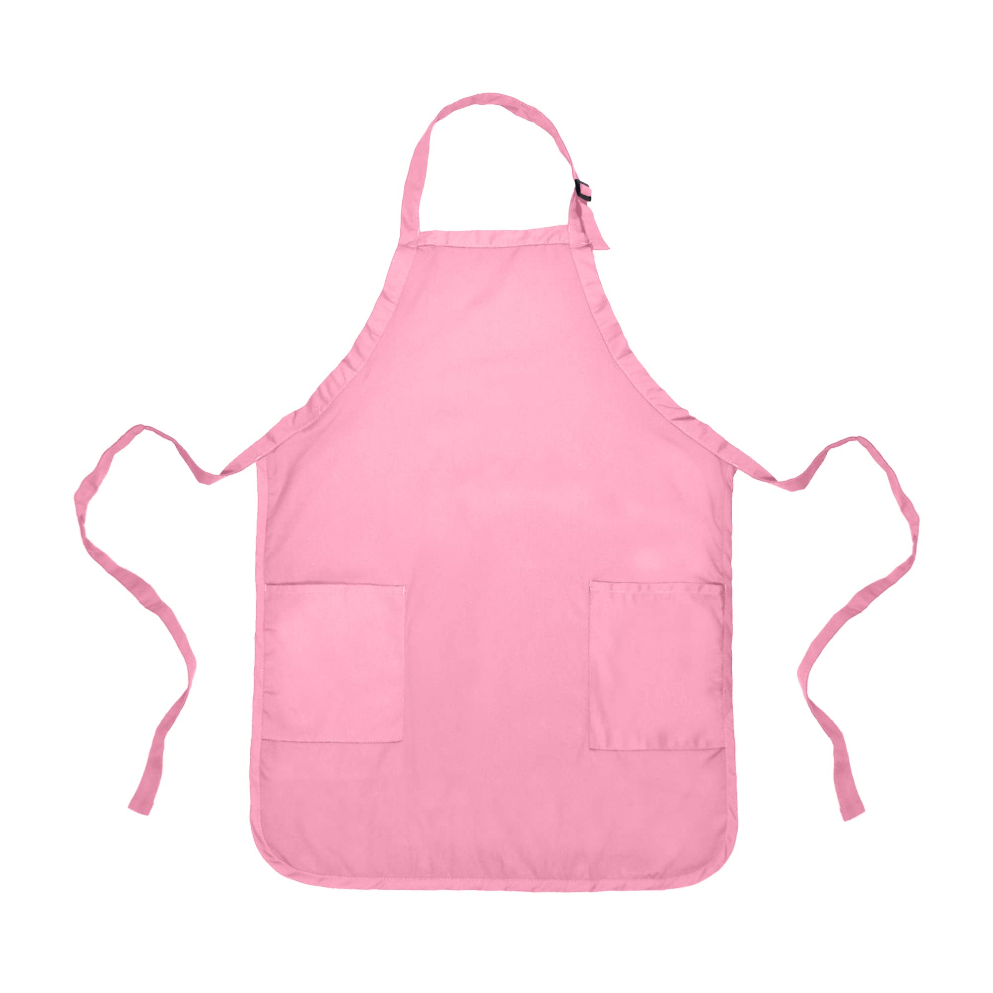 Apron Commercial Restaurant Home Bib Spun Poly Cotton Kitchen Aprons (2 Pockets) (1, Pink) By Dalix