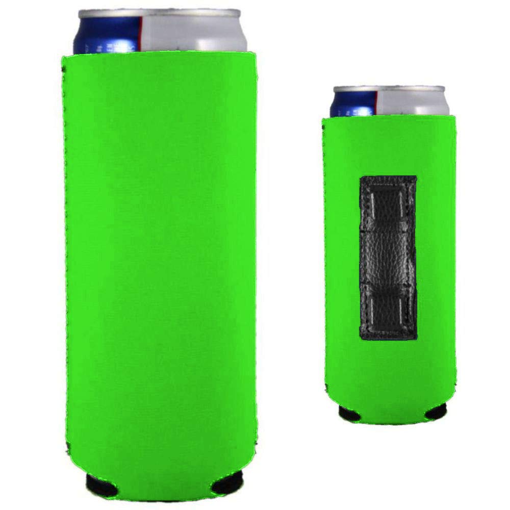 Blank Magnetic Slim Can Coolie (Bright Green, 2 Pack)