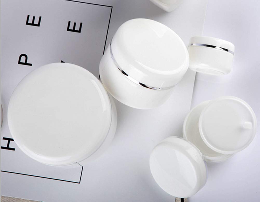 6Pcs 100G/3.4Oz Empty White Plastic Cosmetic Jar Pot With Inner Liners And Screw Lid Refillable Make-Up Cosmetic Storage Contain