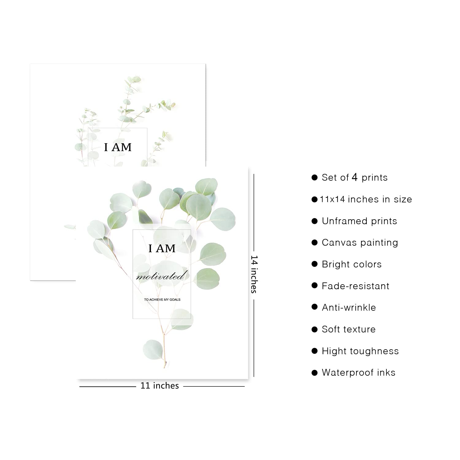 Hoozgee Motivational Botanical Plants Wall Art Prints Encouragement Words For Office Bedroom Decor Canvas Posters (11''X14'' Unf
