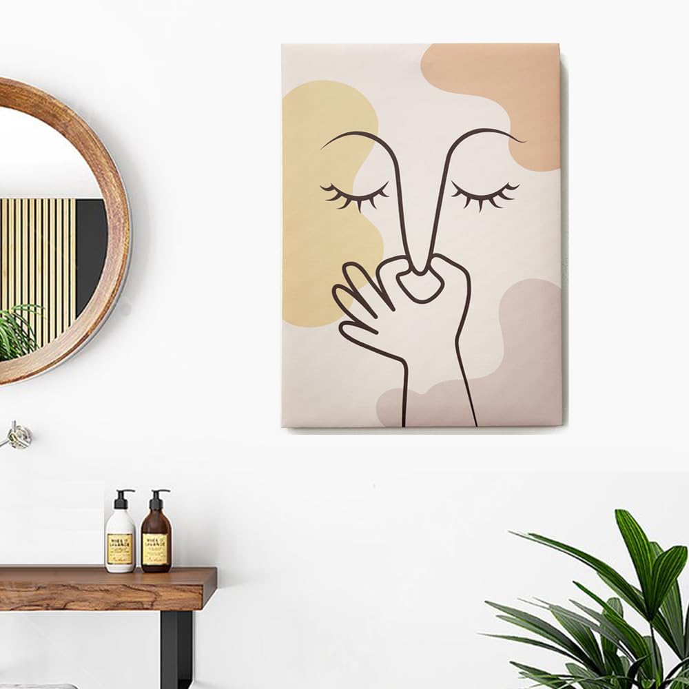 Soonow Funny Bathroom Canvas Wall Art Decor, Boho Bathroom Pictures Wall Decor, Minimalist Modern Framed Wall Art For Bathroom (