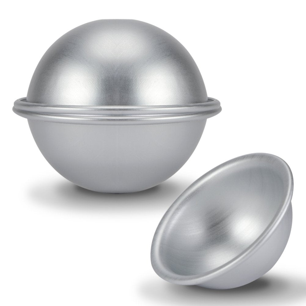Topincn 4Pcs Half Ball Sphere Bath Cake Pan Aluminum Hemisphere Cake Pan Half Ball Cake Mold Bikini Cake Dessert Pudding Baking