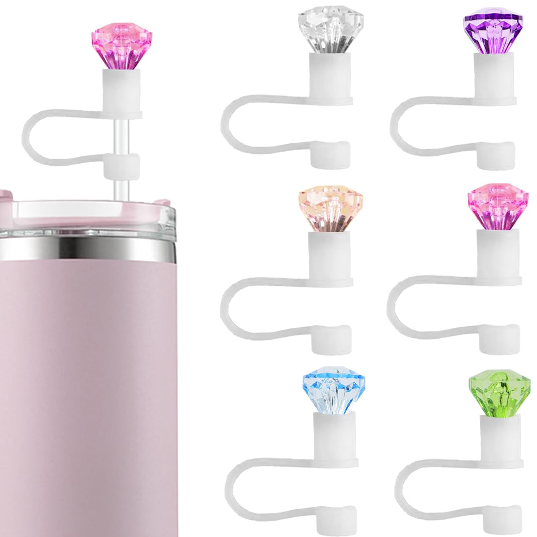 Esweuoom Straw Cover For Stanley Cup Accessories 40 Oz 30 Oz, Cute Purple Hot Pink Silicone Straw Toppers For Tumbler, Charms Fo