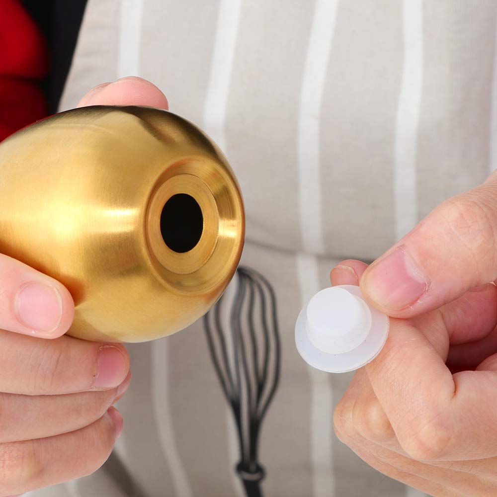 2-Piece Set Gold Salt Pepper Shakers, Cute Egg Shape Stainless Steel Condiment Jar For Home And Kitchen Utensils, Comfortable An