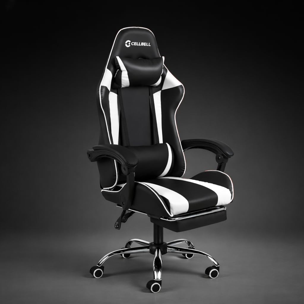Cellbell Konquer Ergonomic Gaming Chair | Leatherette | MultiFunctional Computer Chair | Integrated Massager | Ergosync Armrest