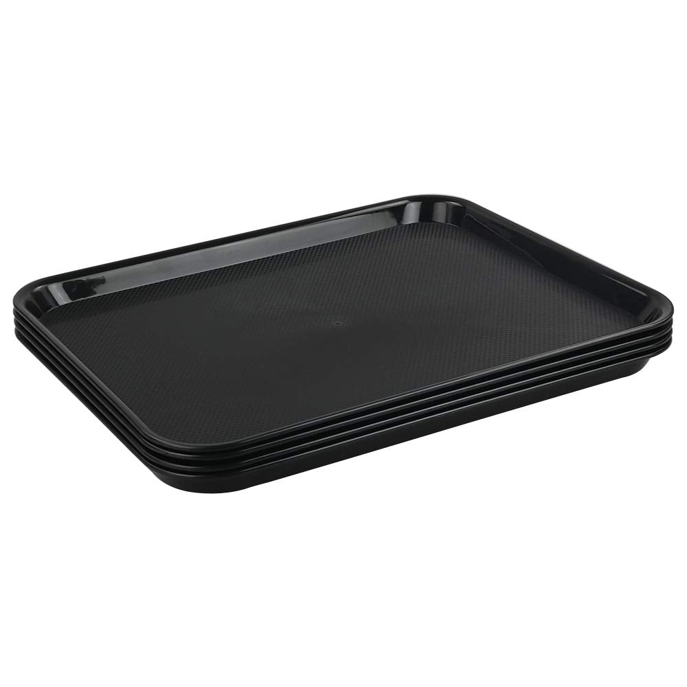 Teyyvn Black 4-Pack Plastic Fast Food Serving Tray, 17.25'' X 13.35''