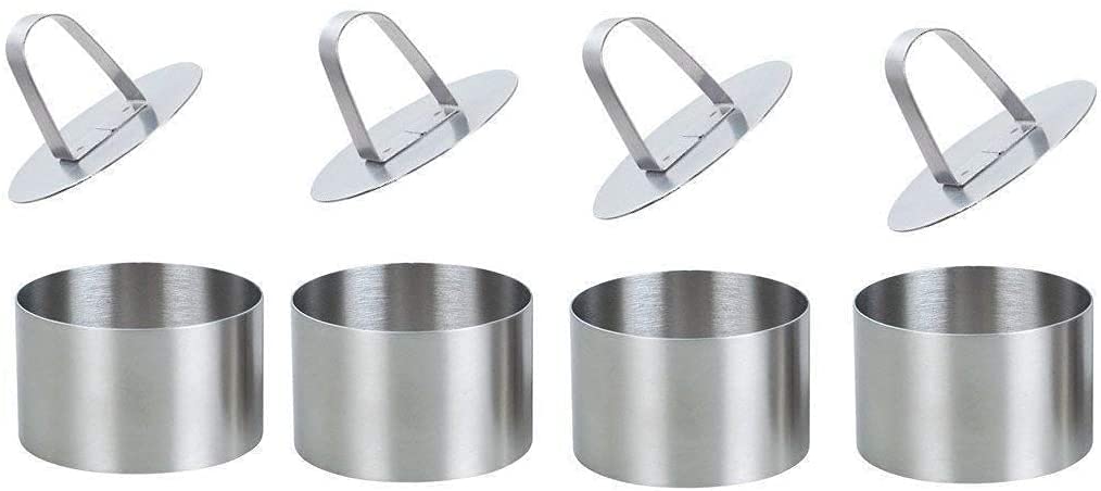 Round Cake Rings Cake Molds Set Of 4, Stainless Steel Mousse And Pastry Mini Baking Ring Mold, Food Rings Dessert Rings Set Incl
