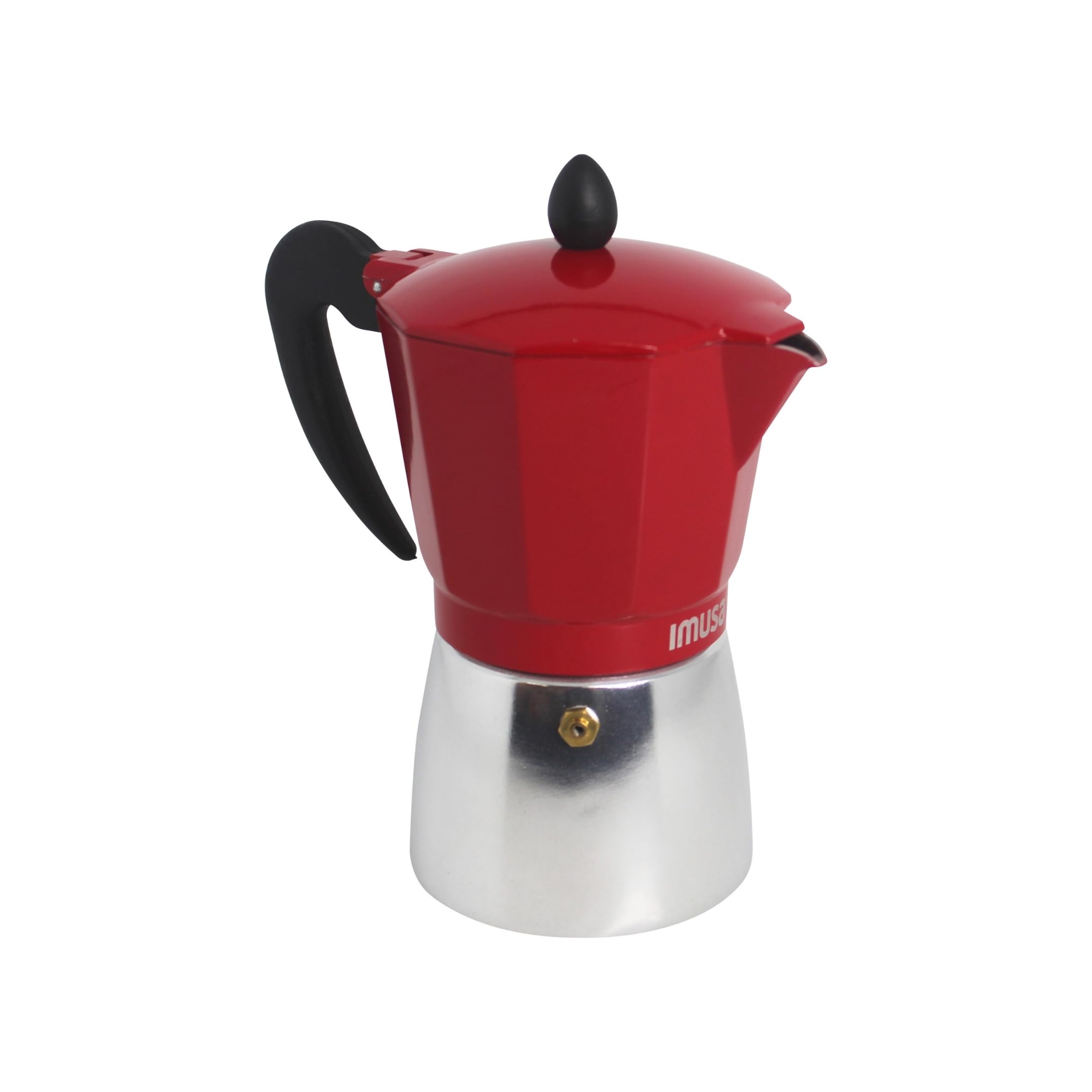 Imusa Usa Red Aluminum Stovetop 6-Cup Classic Italian And Cuban Espresso Maker (B120-43T), Silver/Red