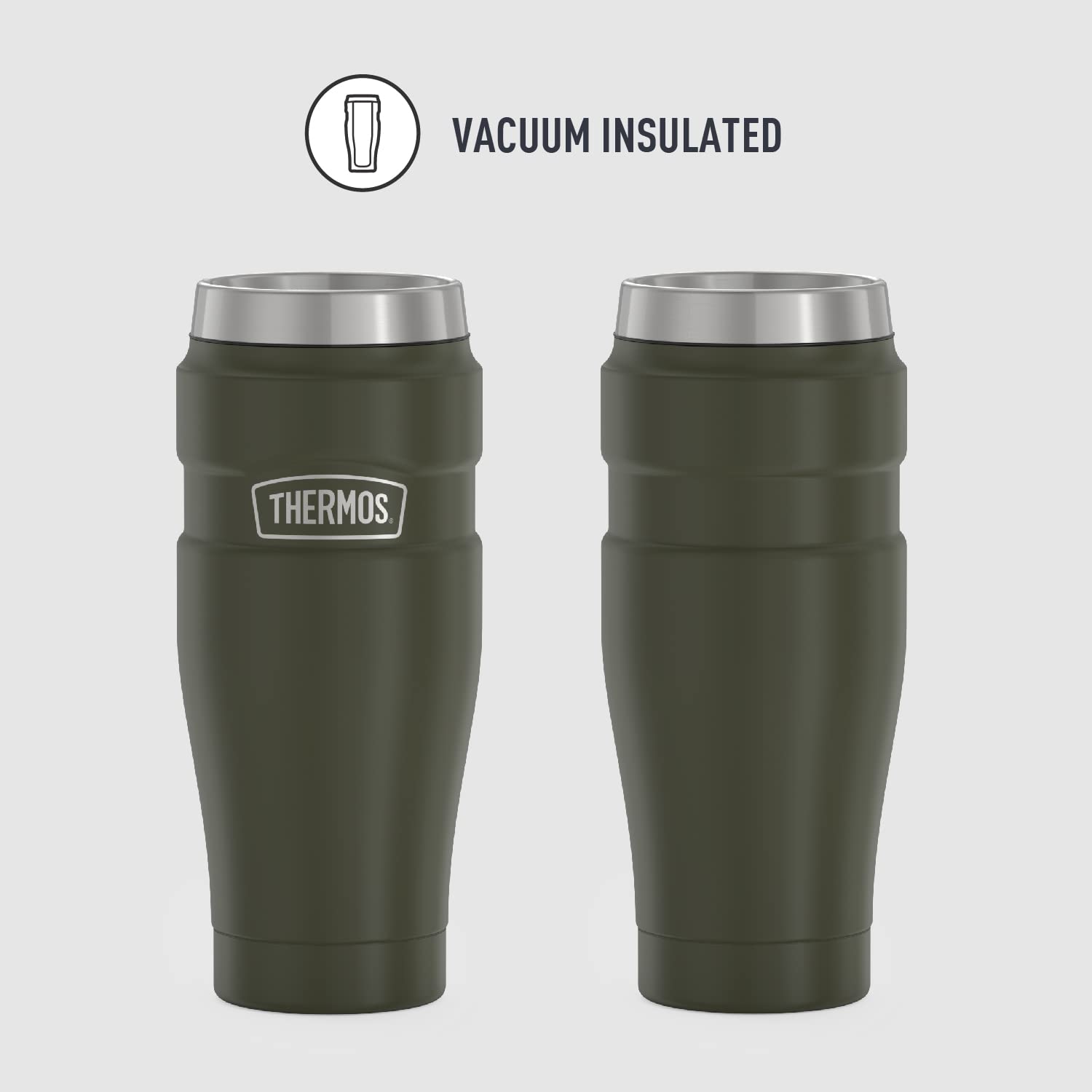 Thermos Stainless King Vacuum-Insulated Travel Tumbler, 16 Ounce, Army Green