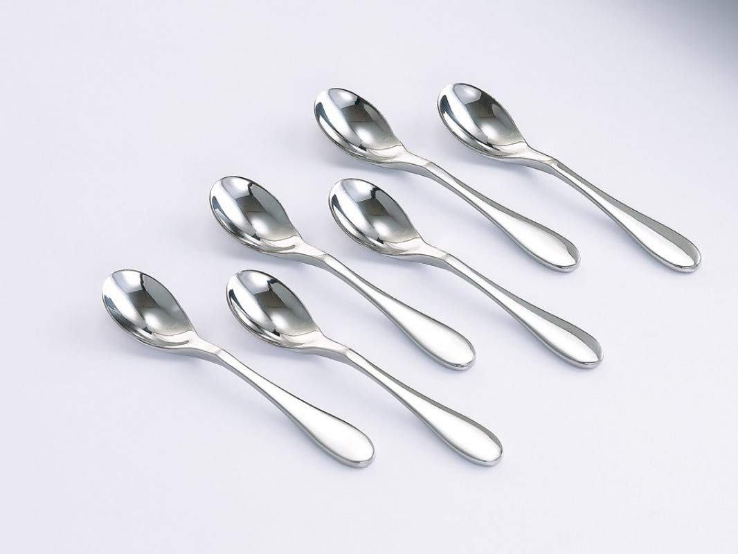 Knork Stainless Steel Demitasse Spoon (Set Of 6), Shiny Gloss Silver, Tiny Coffee-Appetizer Specialty Spoons
