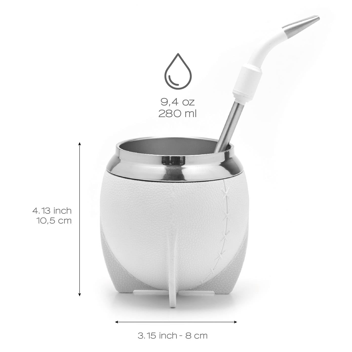 Balibetov Yerba Mate Cup And Bombilla Set, Includes Stainless Steel Yerba Mate Gourd, Premium Bombilla Mate And Cleaning Brush (