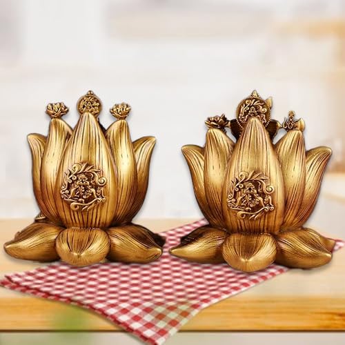 A&S Ventures Kamal Laxmi Ganesh Gold Idol Polyresin Laxmi Ganesh Ji Lakshmi Devi Idol Lord Ganesh Ji Statue For Home Puja Goddes