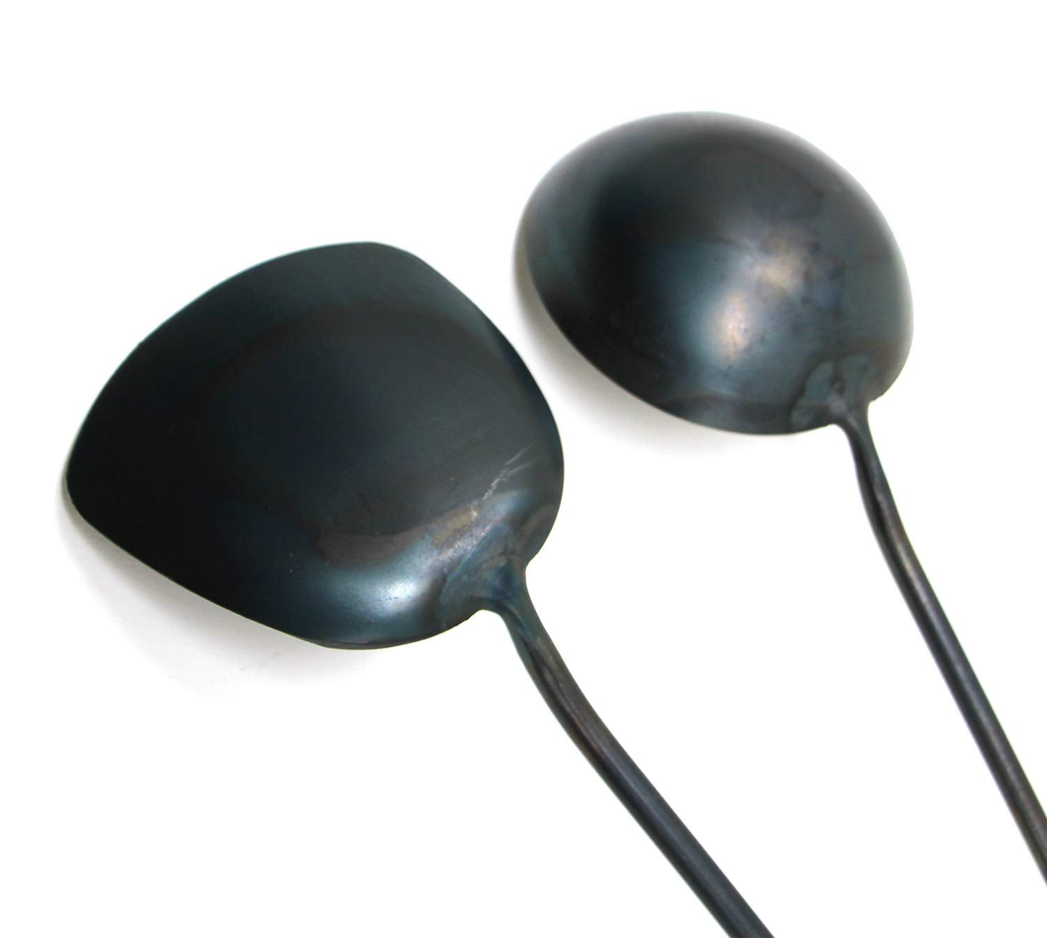 Serenita Traditional Hand Hammered Forged Wok Ladle Spatula Set, Protects Chinese Hammered Wok. No Harmful Coating. Non-Stick Wi