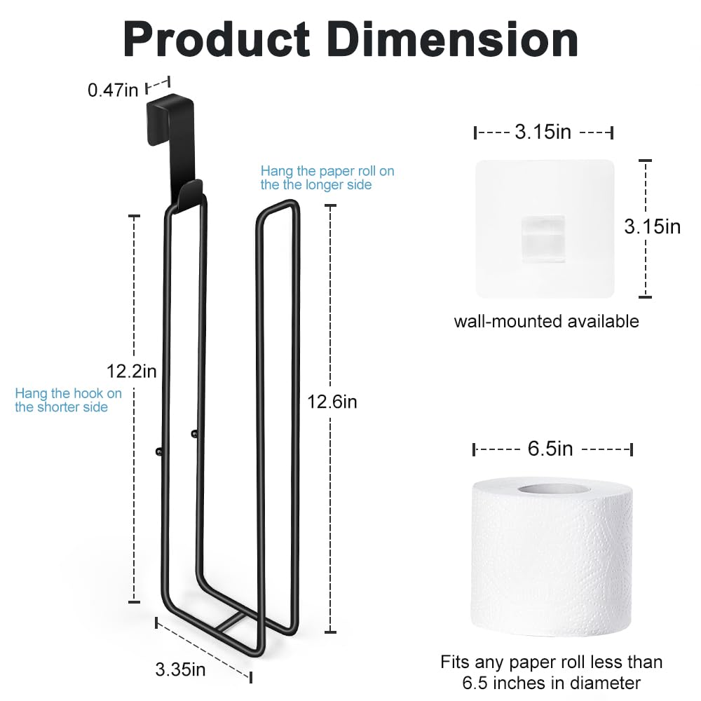 Matte Black Extra Toilet Paper Storage For 3 Roll Tissue Over The Tank Toilet Paper Roll Holder Stainless Steel Adhesive Hanging