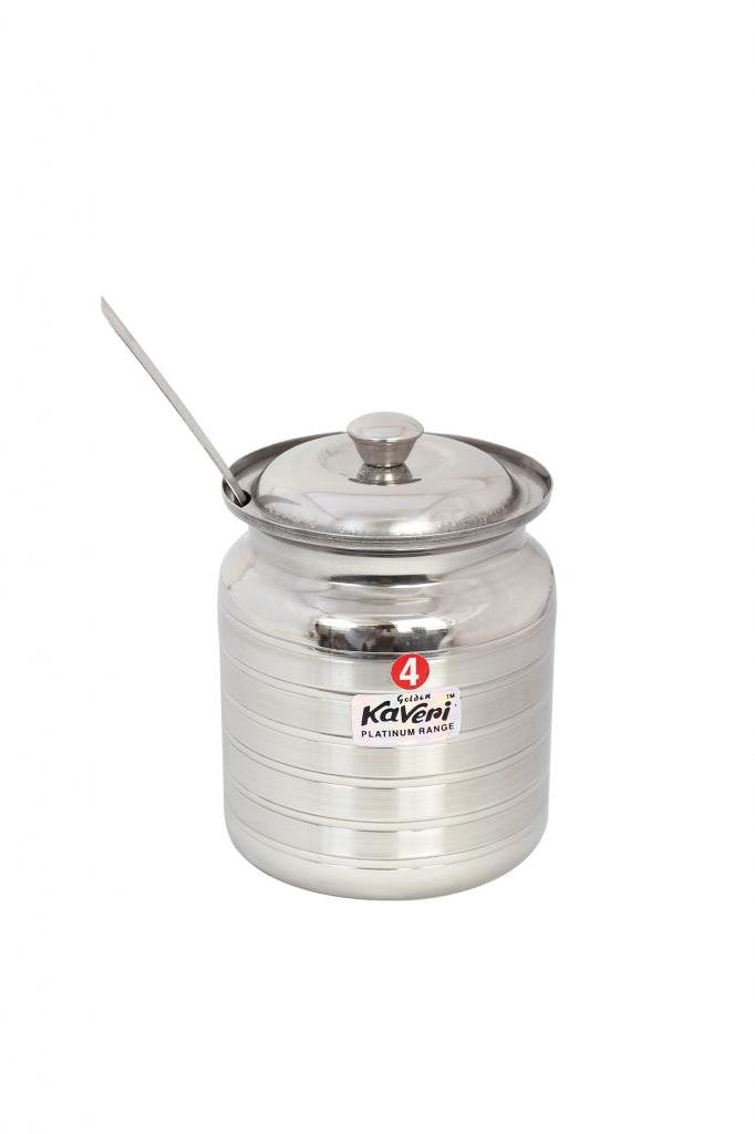 Kaveri Ghee/Oil Container, 750 Ml, Stainless Steel, Silver, 1 Piece Set