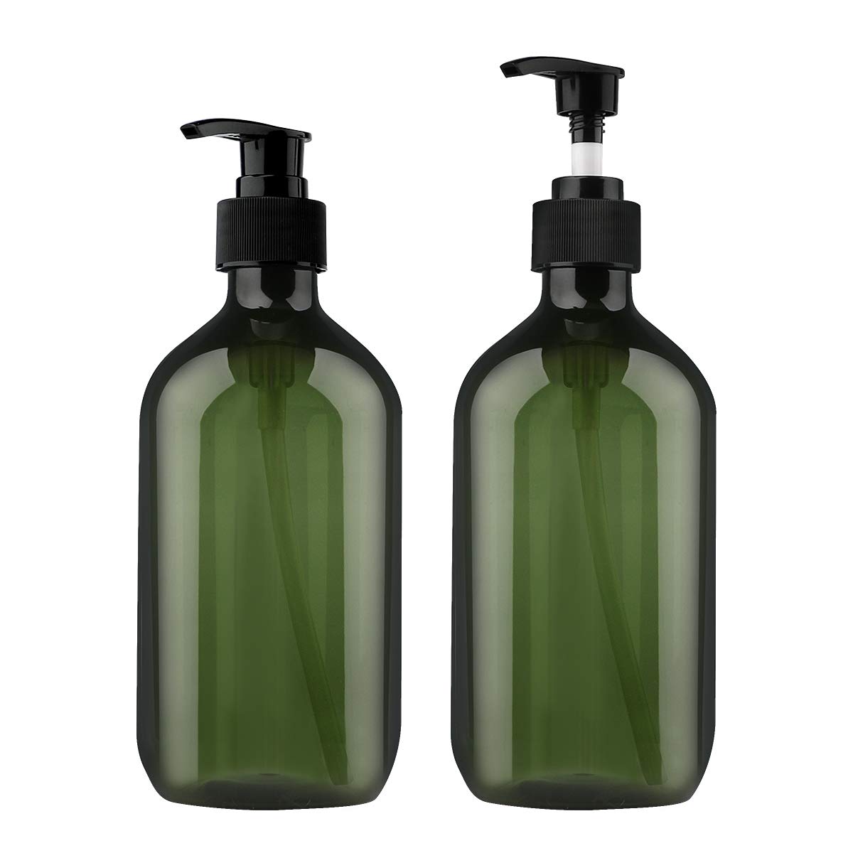 Yebeauty Pump Bottles, 17Oz/500Ml Liquid Soap Pump Bottles Dispenser Large Empty Plastic Refillable Containers- 2 Pack Green