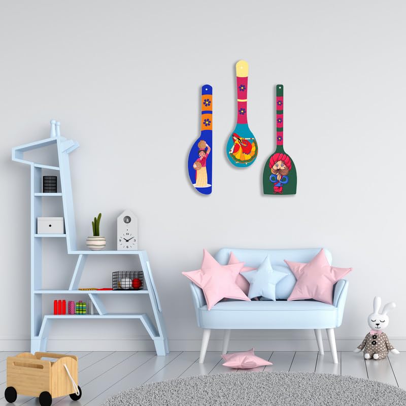 Positive Vibe Lifestyle Rajasthani Dance Women Wooden Wall Hanger For Home | Office | Living Room | Gift | Wall Decor | Home Dec