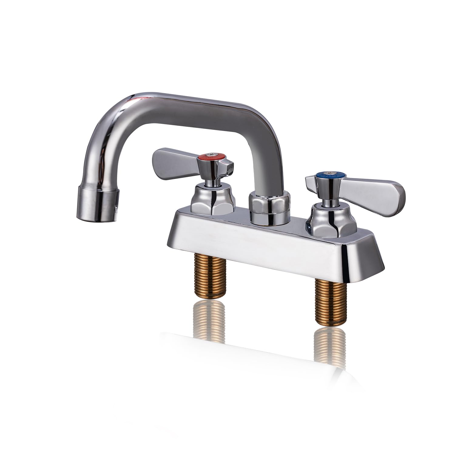 Phivan Commercial Sink Faucet 4 Inch Center Deck Mount Bar Sink Faucet 2 Hole Brass Constructed with 6 Swivel Spout 3 Compartmen