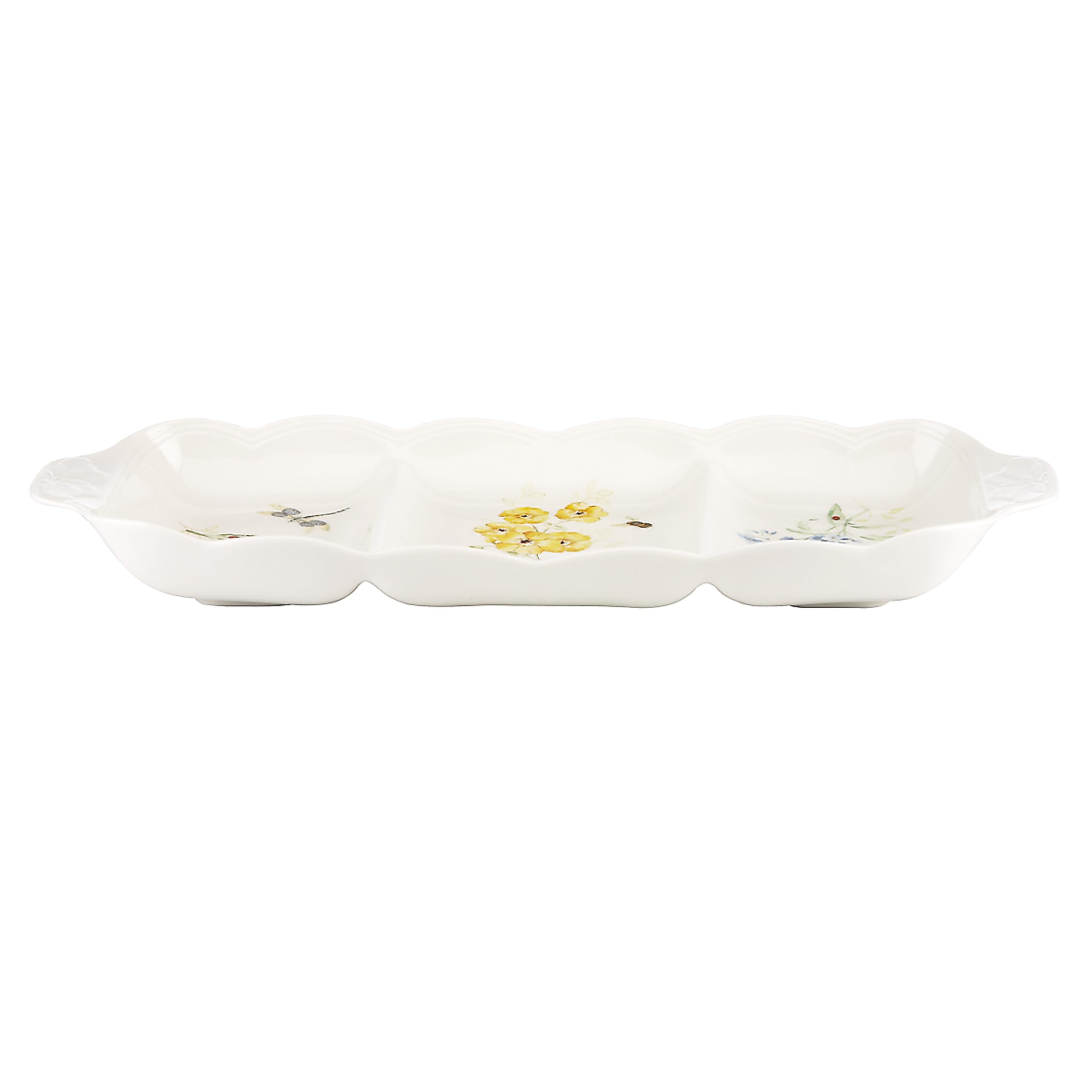 Lenox Butterfly Meadow 3 Part Divided Serving Tray, 2.30 Lb