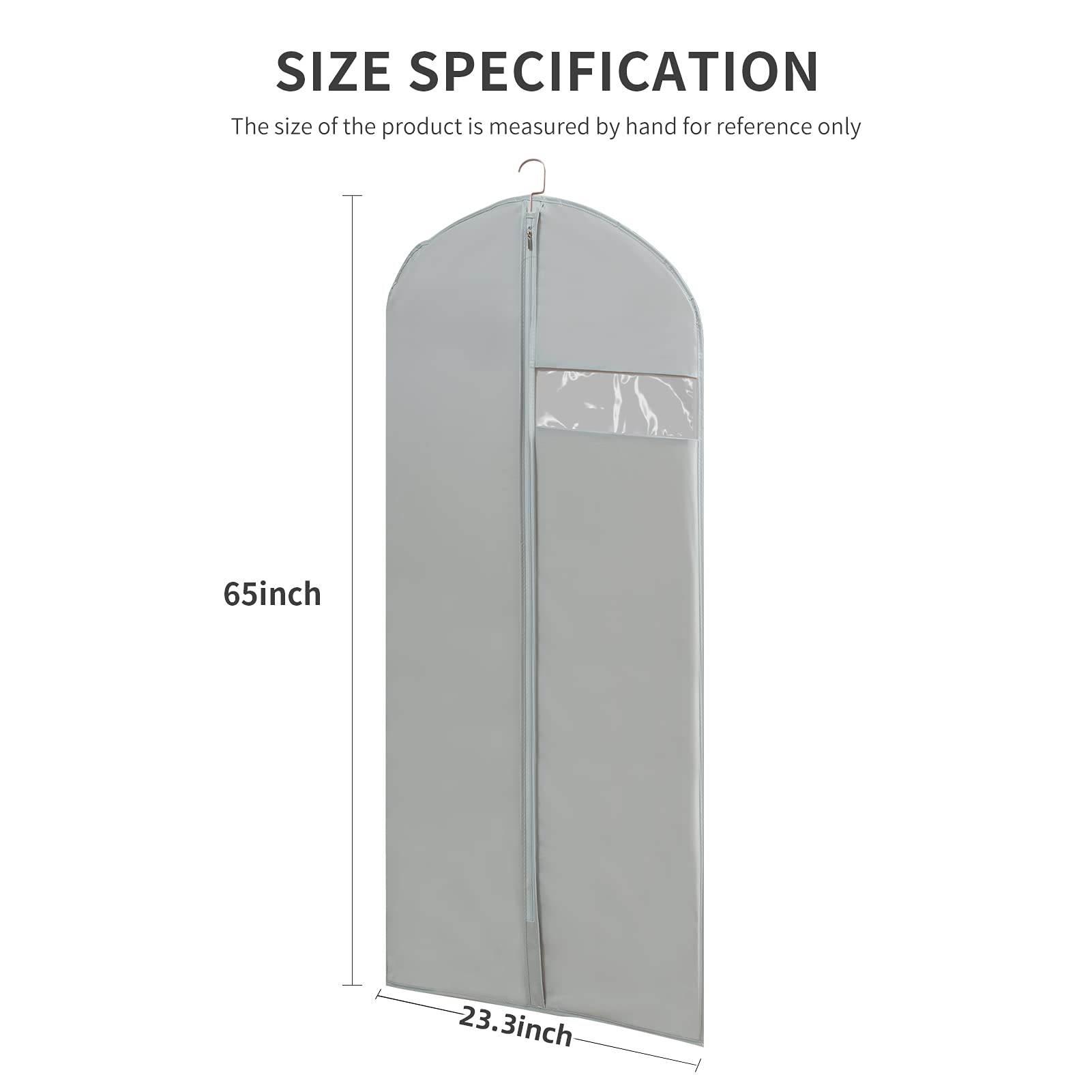 Dress Bags For Gowns Long, 65 ' ' Long Dress Clear Garment Bag(Set Of 4, 23.3 ' ' X 65 ' ')