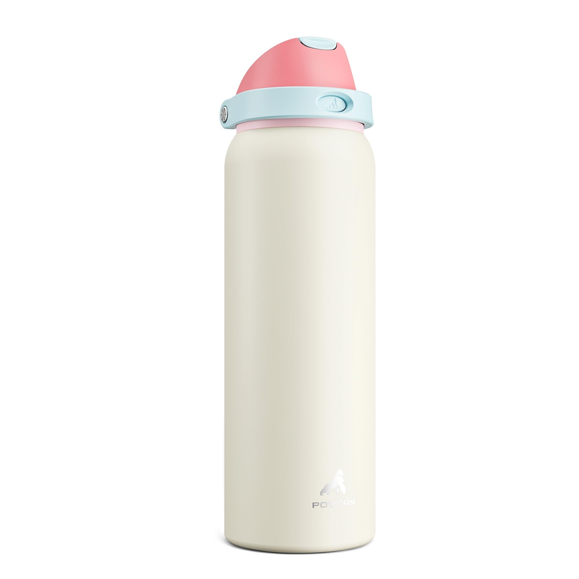 POWCAN 40 oz Large Water Bottle with Handle for Sports: Quick Open Straw and Spout Lid, Leakproof, Carry Handle, Vacuum Insulate