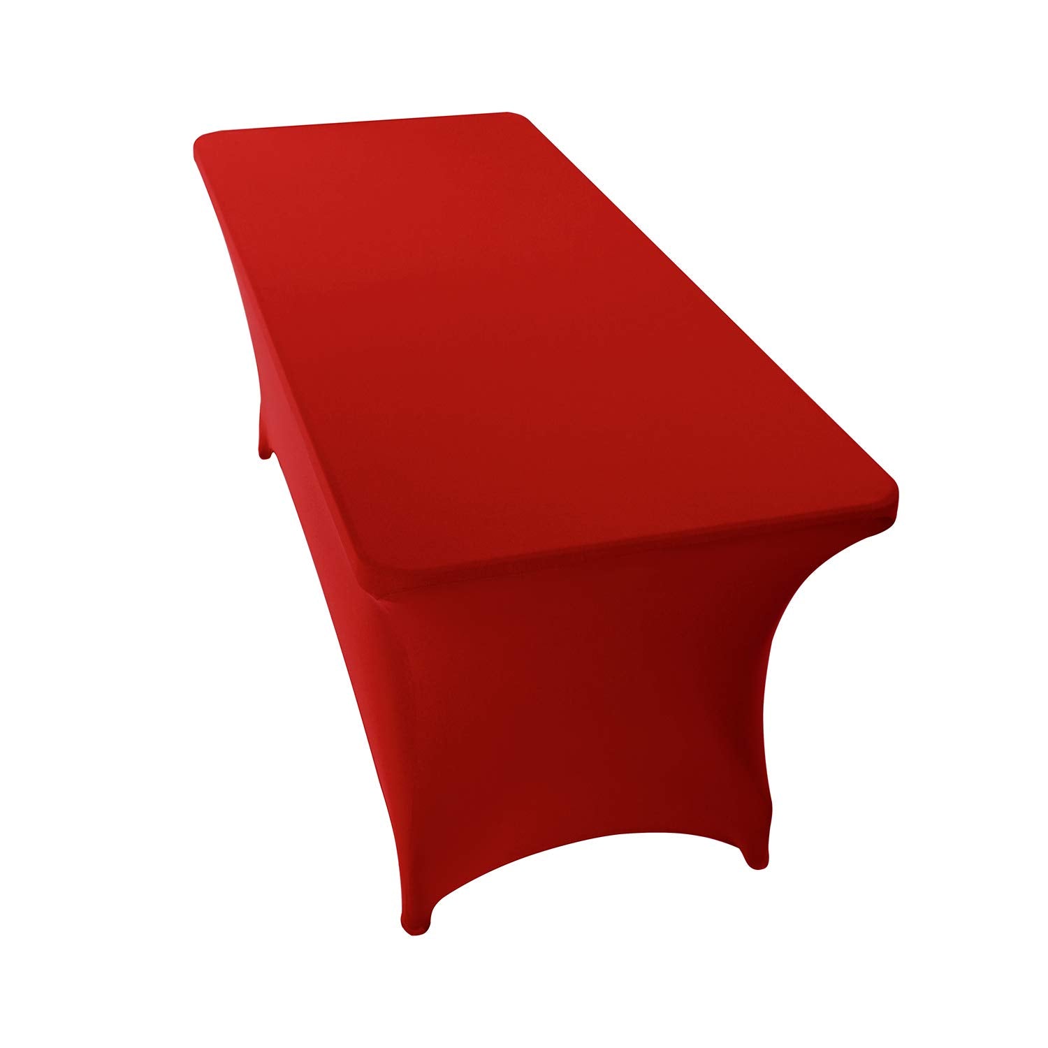 Peomeise 6Ft Spandex Table Cover Rectangular Stretch Spandex Tablecloth (Red,6Ft)