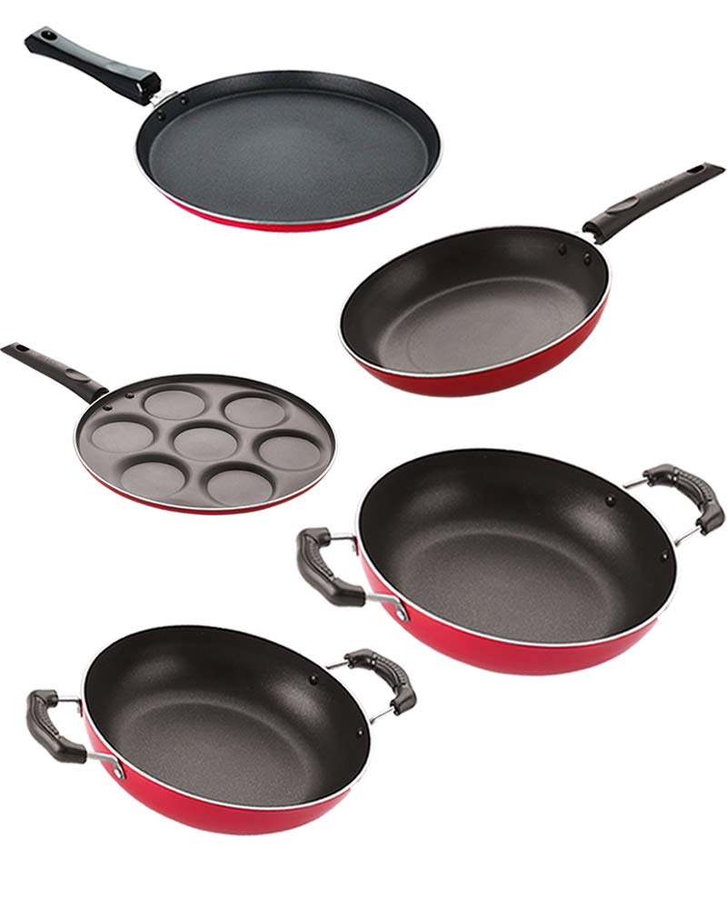 Nirlon Non Stick Kitchenware Cooking Utencil Gift Set Of 6 Pieces (2.6Mm_Ft13_Kd12_Kd13_Tp_Ft11_Up7)