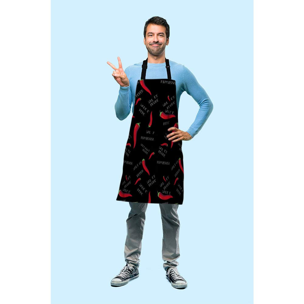 Beabes Spicy Red Chili Peppers Kitchen Apron Hottest Bird'S Eye Chili Black Background Cooking Bib Apron For Chef Restaurant Hom