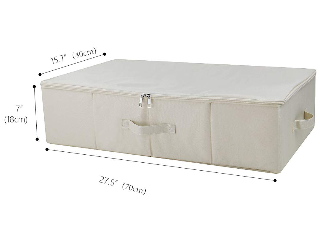 iwill CREATE PRO Underbed Storage Cube with Lid, Underbed Shoe Organizer Basket, Garment Storage Boxes, Beige