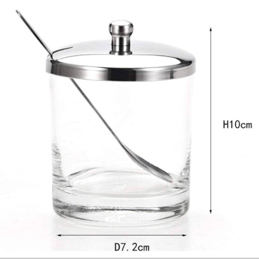 Whitenesser Glass Sugar Bowl With Lid And Spoon For Coffee, Set Of Clear Glass Spices Bottles Jar With Lid And Stainless Steel S