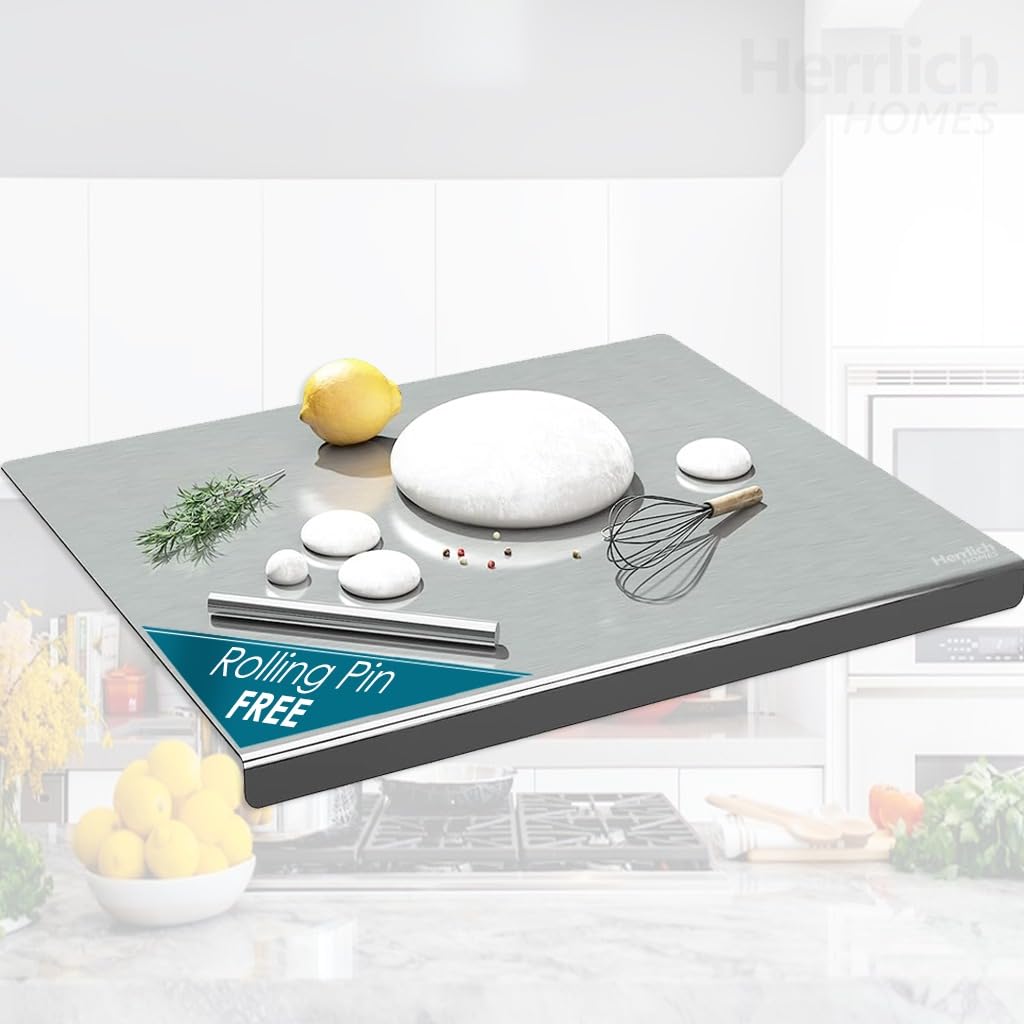 Herrlich Homes Stainless Steel Counter Top Board with Lip for Kitchen | Worktop Platform | Round Edge | for Cutting  Chopping V