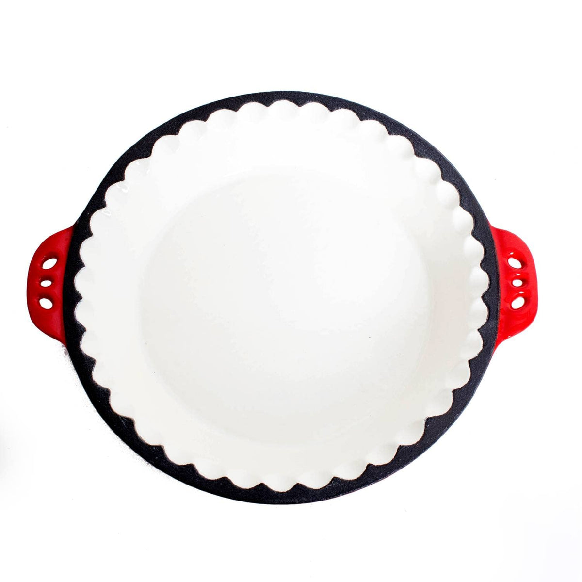 Lehman'S Extra Deep Pie Pan, Enamel Coated Cast Iron Bakeware With Crimped Edges And Handles, 10.25 Inches