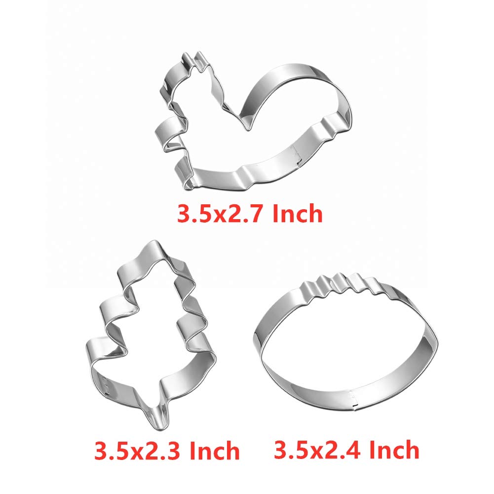 Fall Thanksgiving Cookie Cutters Set - 8 Pieces - Pumpkin, Football,Turkey, Maple Leaf, Oak Leaf,Squirrel,Candy Corn And Acorn-