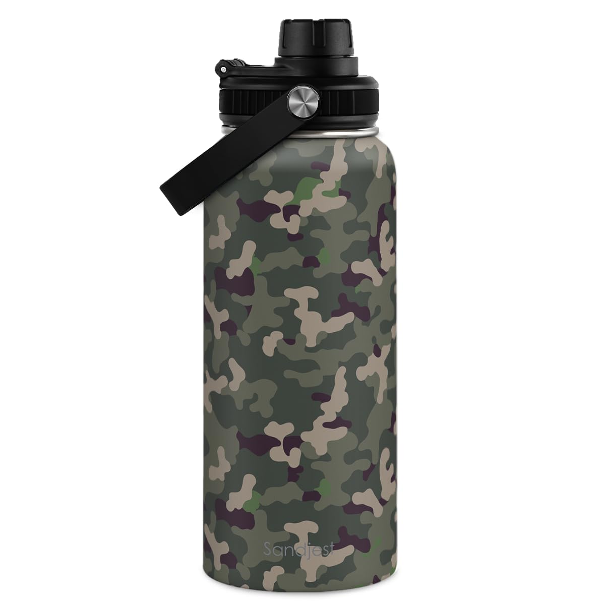Camouflage Insulated Stainless Steel Water Bottle 32oz, Vacuum Chug Lid Travel Tumbler for Men Friends Dads Grandpa, Birthday Ch