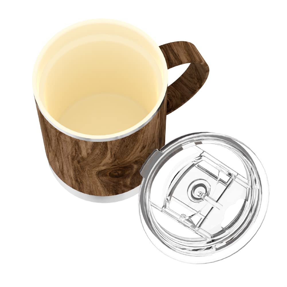 Asobu Ultimate Stainless Steel Ceramic Inner Coating Coffee Mug With Double Walled Copper Lining Insulation, 12 Ounces (Wood)