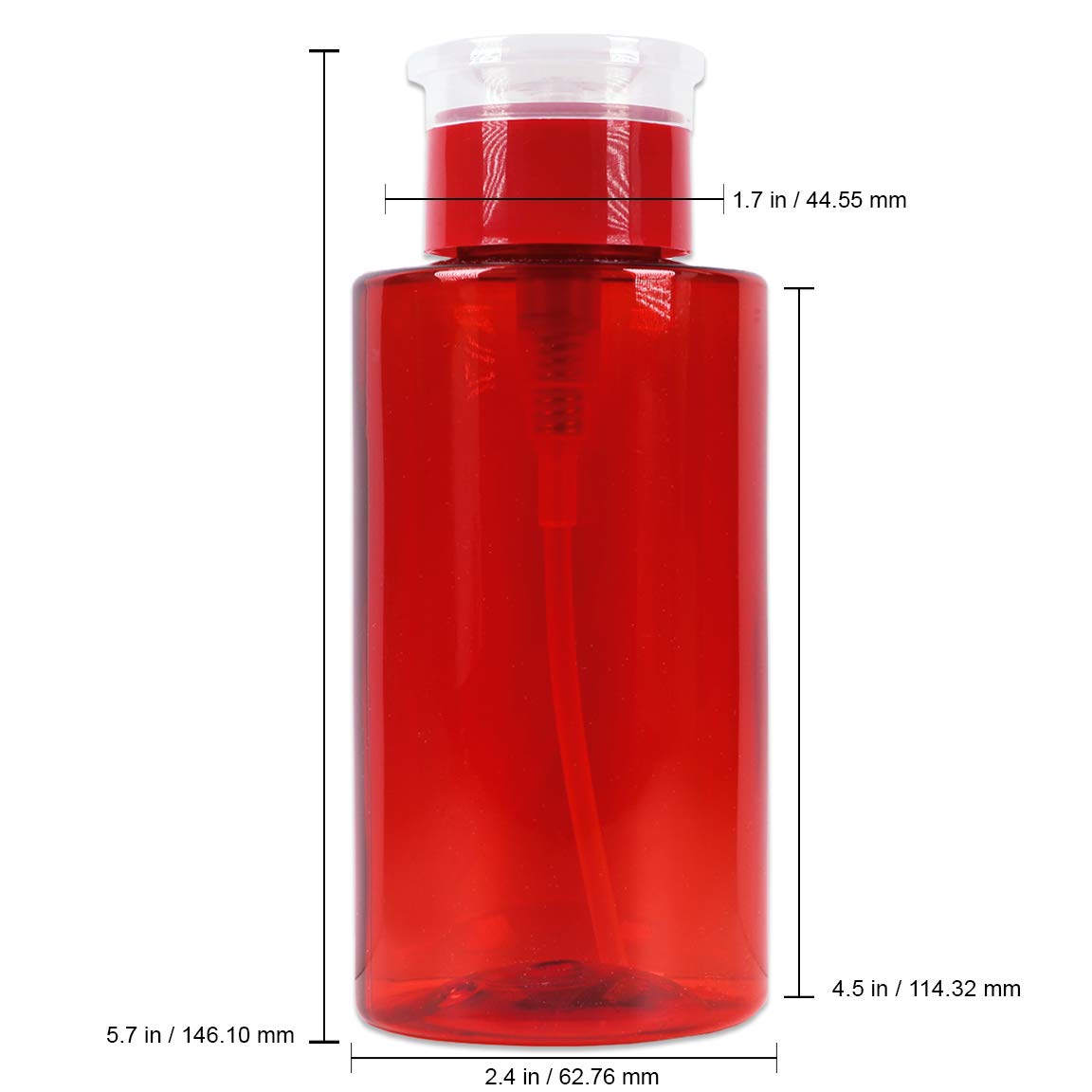 10Oz Push Down Pump Dispenser Flip Top Cap Refillable Empty Bottle - Color: Red - Lockable Travel Cosmetic Packaging Empty Bottl