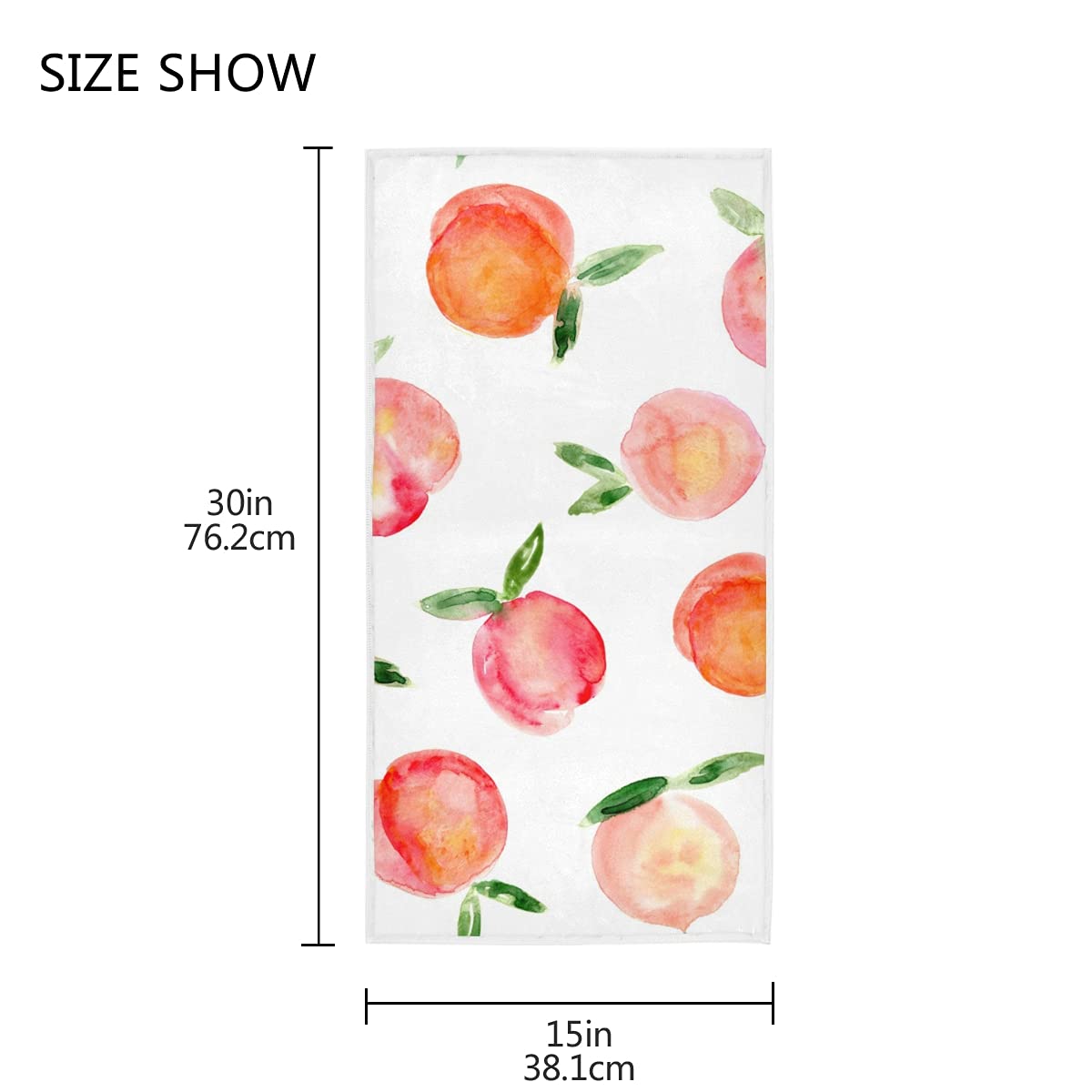 Zzaeo Watercolor Peach Towel Cute Fruit Hand Towel, 30 X 15 Inch Thin Lightweight Soft Fingertip Towel For Home Bathroom Theme D