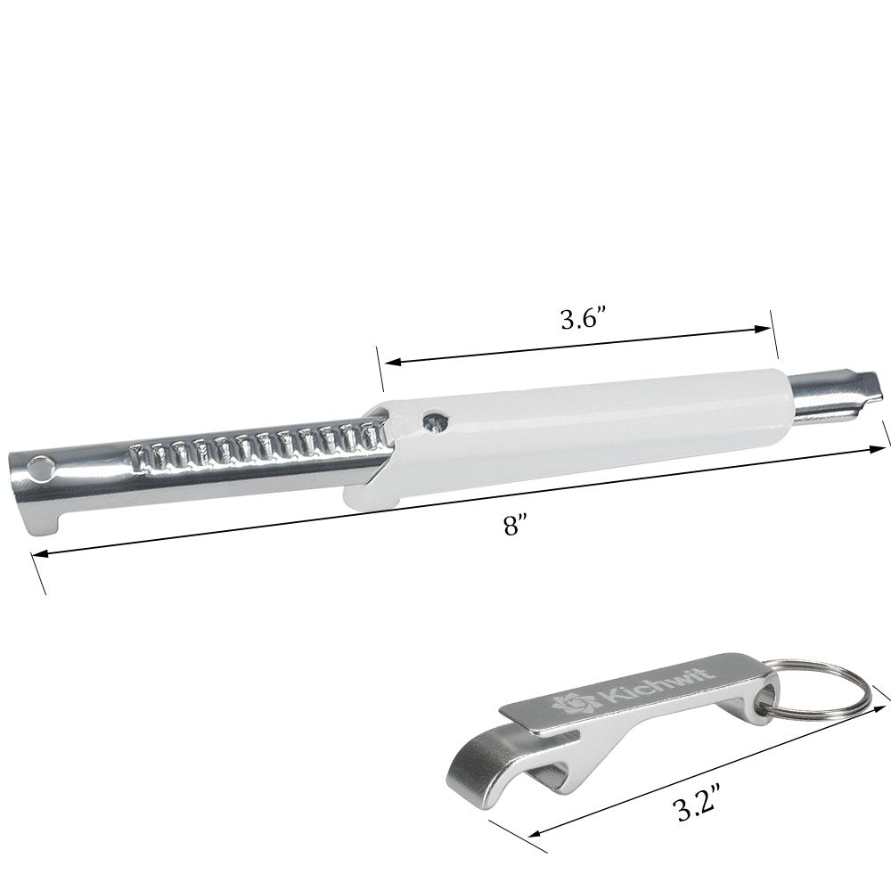 Kichwit Adjustable Jar Opener for Arthritis & Weak Hands, Opens 3/8" to 4" Lids, Silver, Model KW-JO02, Includes Bonus Keychain