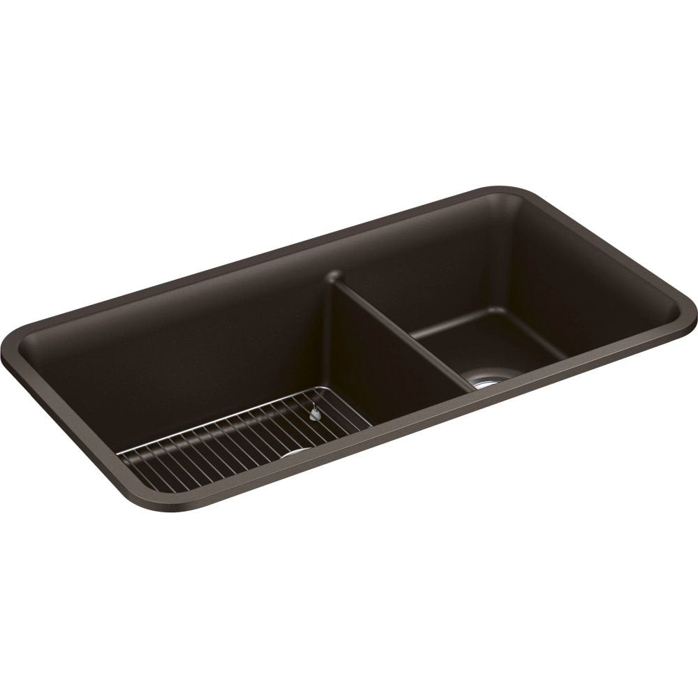 Kohler 8204-CM2 Cairn 33-1/2 undermount double-bowl kitchen sink, Matte Brown