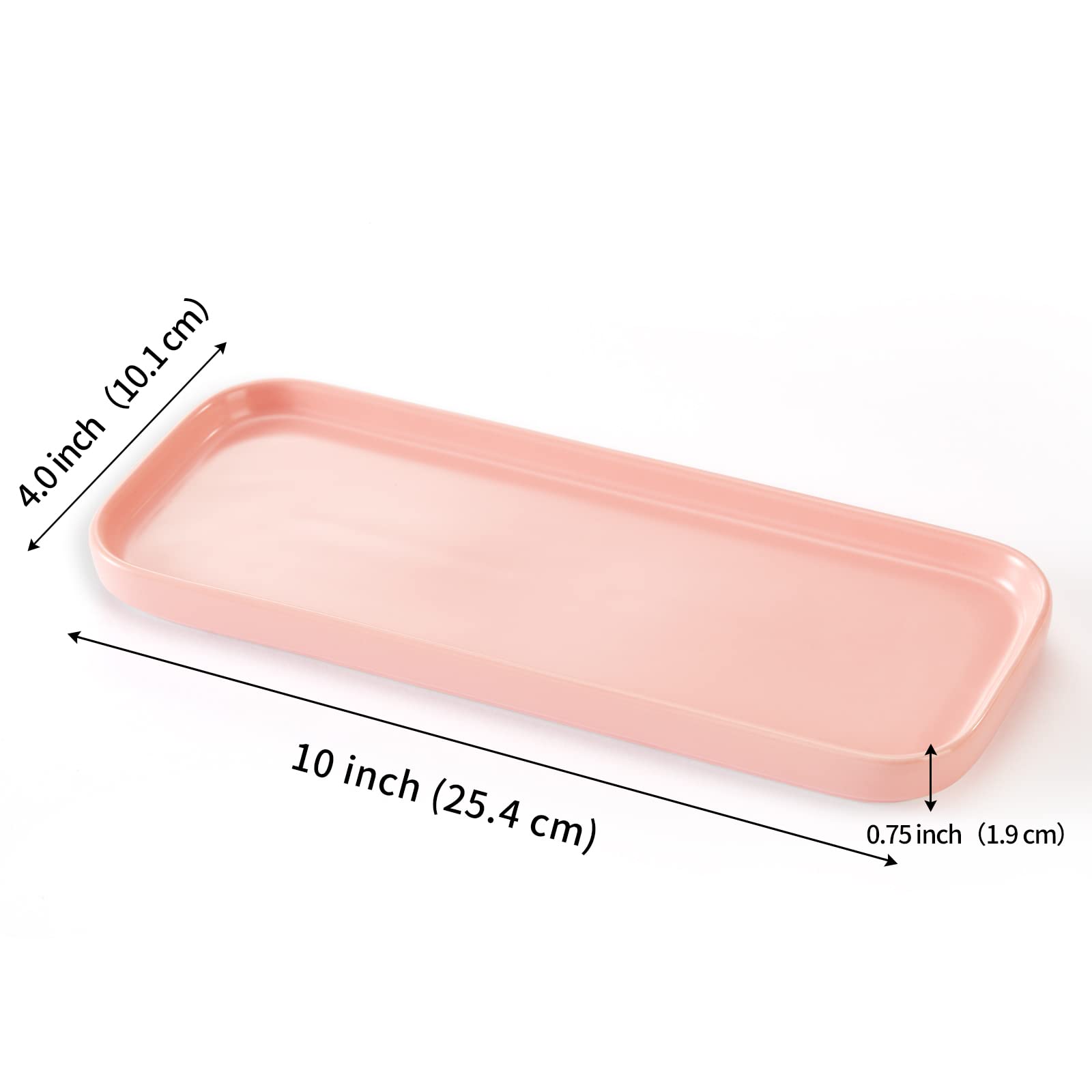 Ceramic Bathroom Tray,Kitchen Sink Organizer Tray,Cosmetics Holder (Pink)