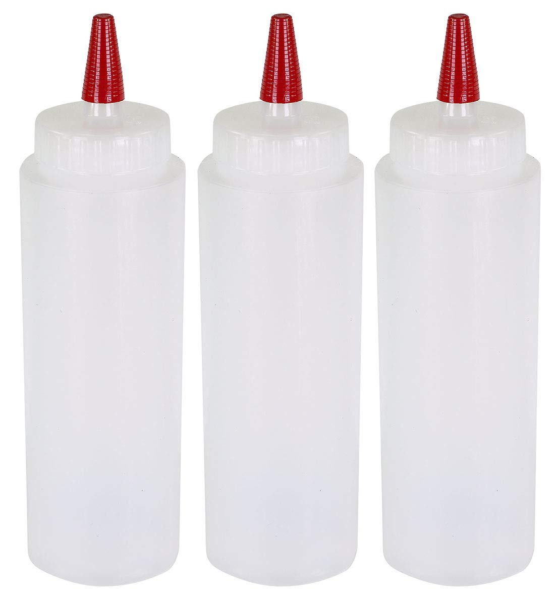 Pinnacle Mercantile 3 Pack Condiment Squeeze Bottles 8-Ounce Red Cap Soft Squeeze For Icing, Ketchup, Frosting, Cookie Decoratin