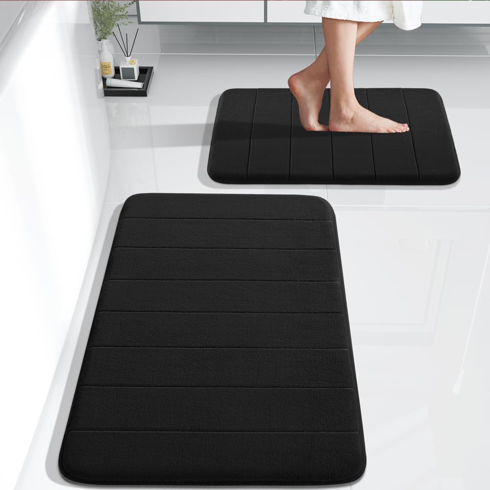 Yimobra 2 Pieces Memory Foam Bathroom Mat Set, Non Slip - Super Water Absorption Soft Bath Mats Rugs, Thick, Dry Fast, Machine W