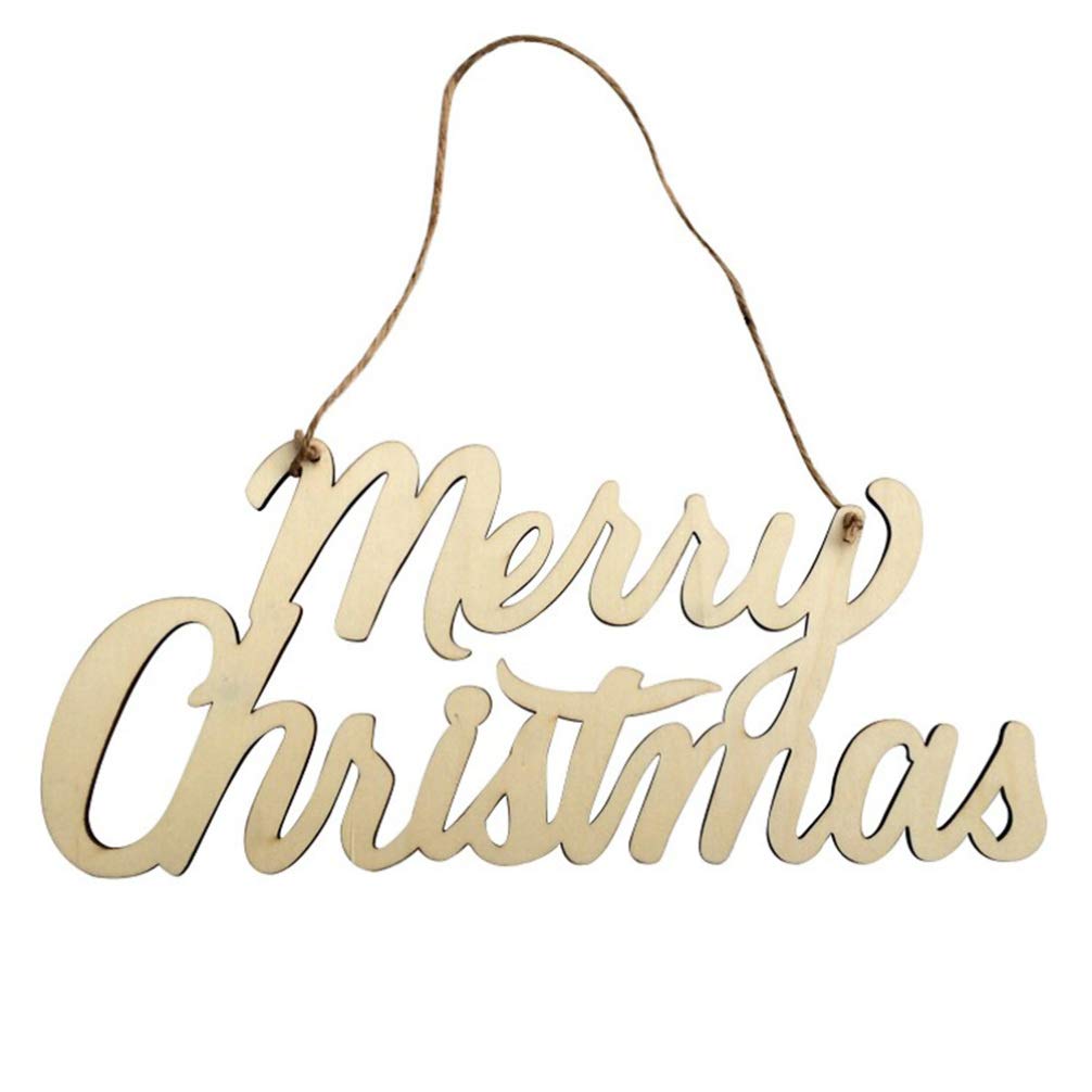 BESTOYARD Merry Christmas Wooden Sign Shabby Rustic Unfinished Wood Ornament Cutout Embellishment Hanging Gift Tag for Xmas Tree