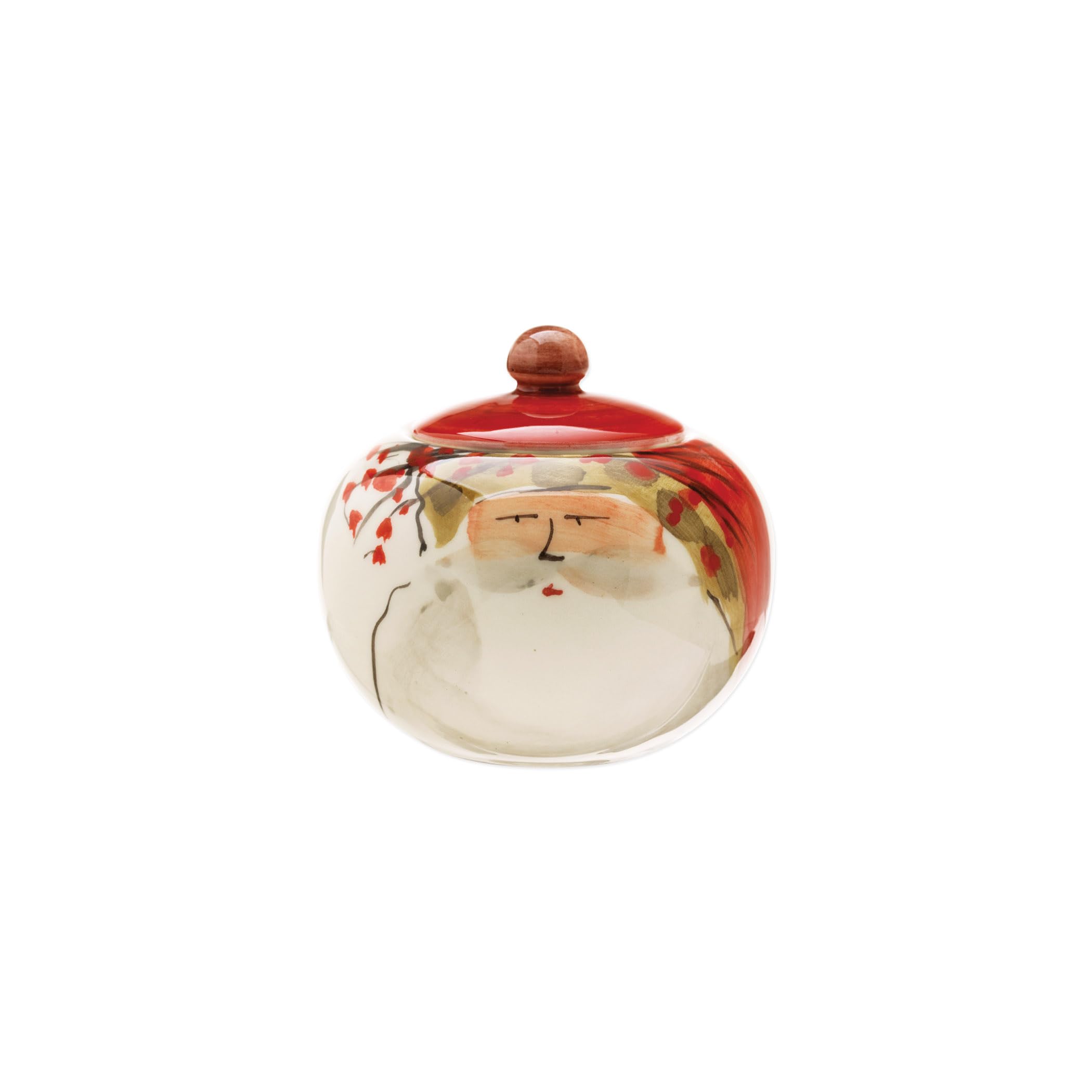 Vietri Old St. Nick Sugar Bowl With Lid, 4'' H Earthenware Coffee Bar Essentials, Cube/Packet Container, Multi-Color