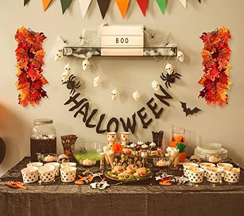 Halloween Garland Decor Black Indoor Halloween Table Decorations Fall Wall Hanging Maple Leaves Artificial Black Maple Leaf Vine